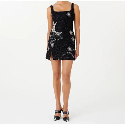 Mouwloze Mini Jurk Glitter Pailletten Avondjurk Feestjurk