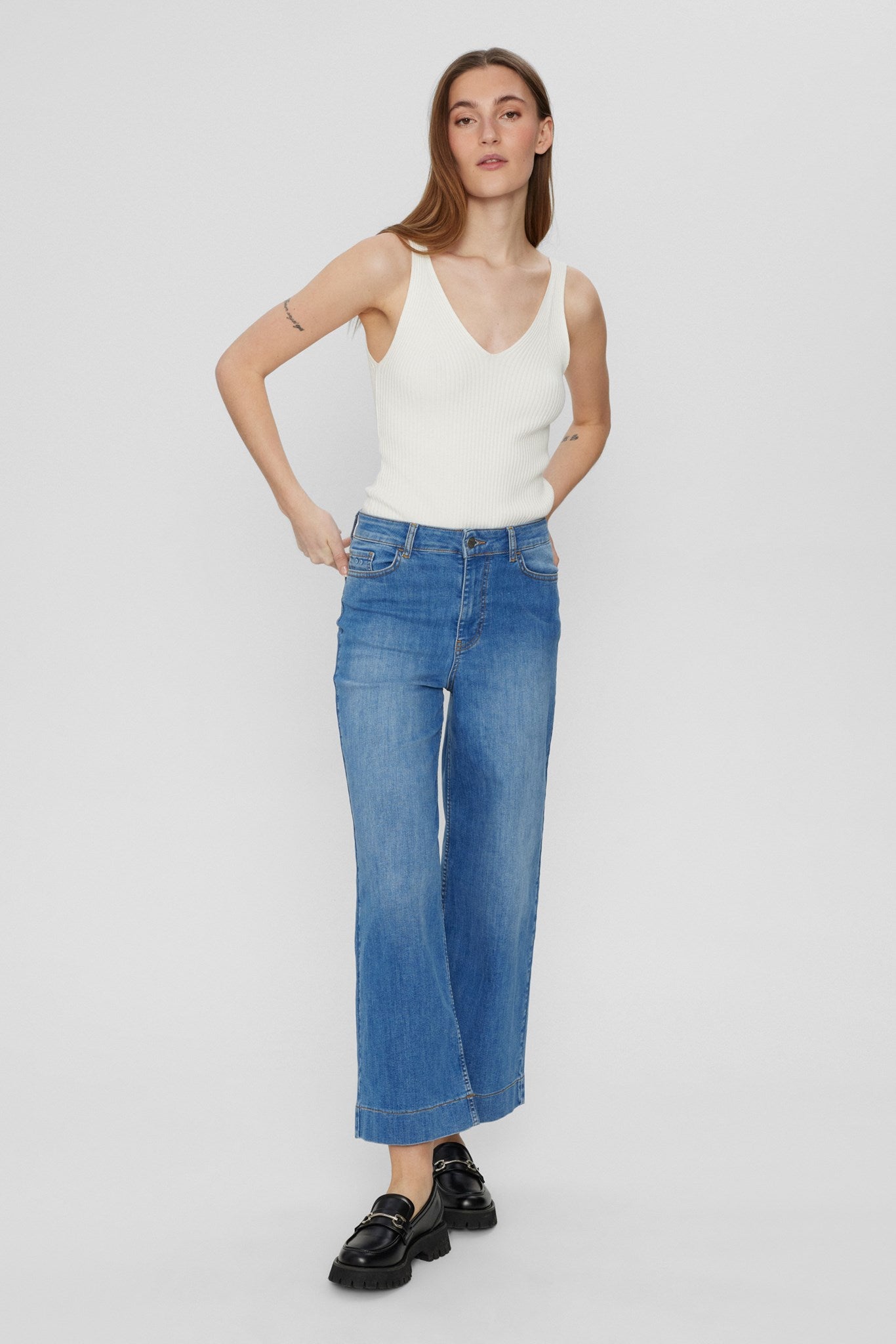 Hoge Taille Jeans Comfortabel Zittend Wijd Model