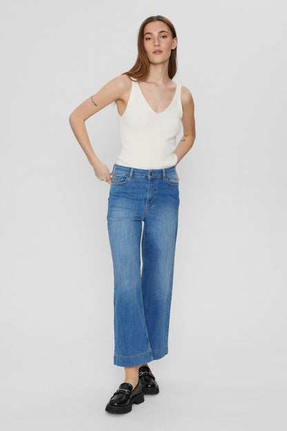 Hoge Taille Jeans Comfortabel Zittend Wijd Model