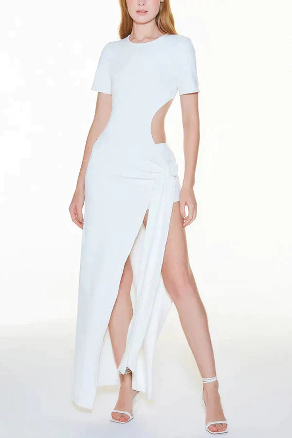 Vrouwelijke Zomerjurk Met Uitgesneden Taille en Splitbandjes Maxi Jurk