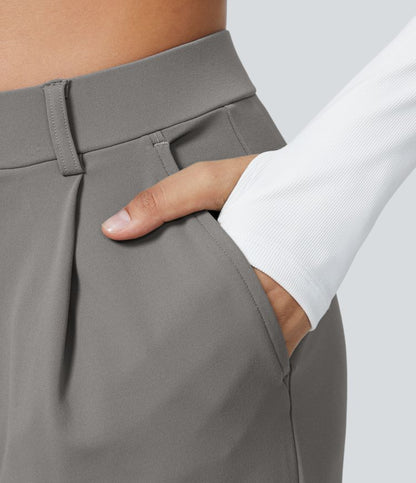 Dames Grote Maten Broek Hoge Taille Zwart Elegance