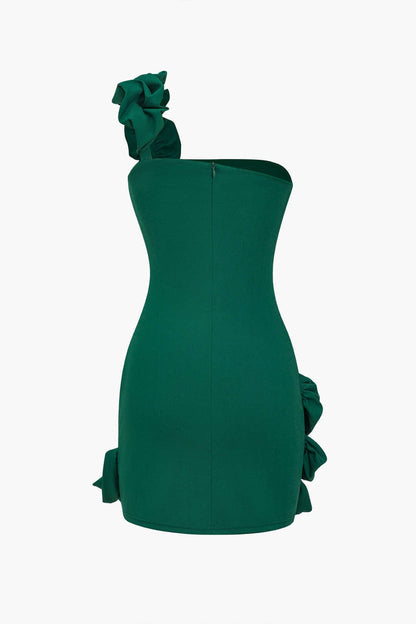 Een Mouw Bodycon Jurk met Rüschen