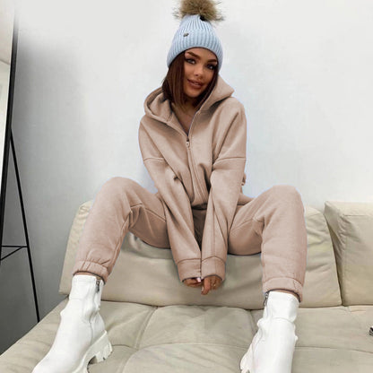 Dames Joggingpak Zacht Grijs Jogger en Hoodie Set