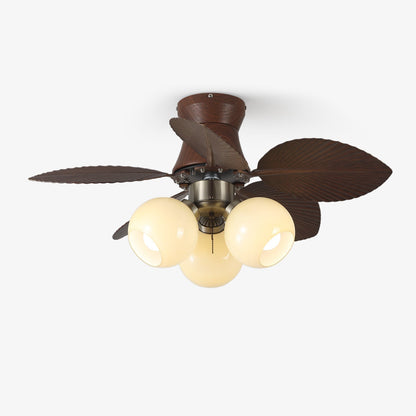 Plafondventilator met Verlichting Eikenfinish ø80cm Dimbaar Afstandsbediening 6 Snelheden Interieur Moderne Ventilator met Verlichtingskap Beige