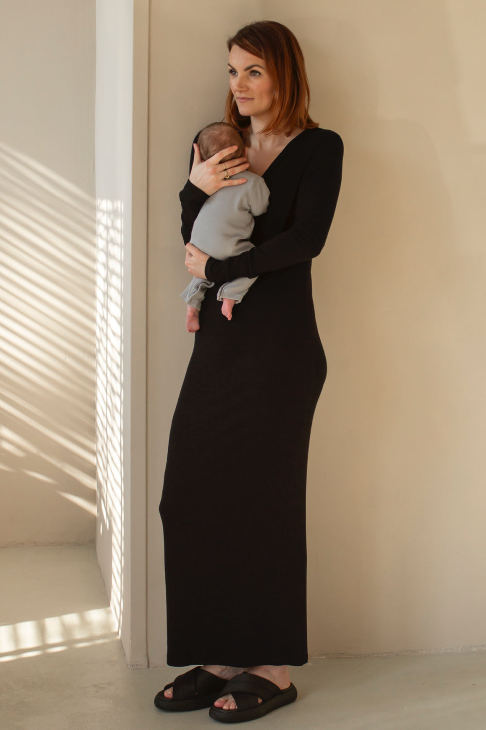 Zwangerschapsjurk Maxi Dames Zomerjurk V-Hals Casual Elegant