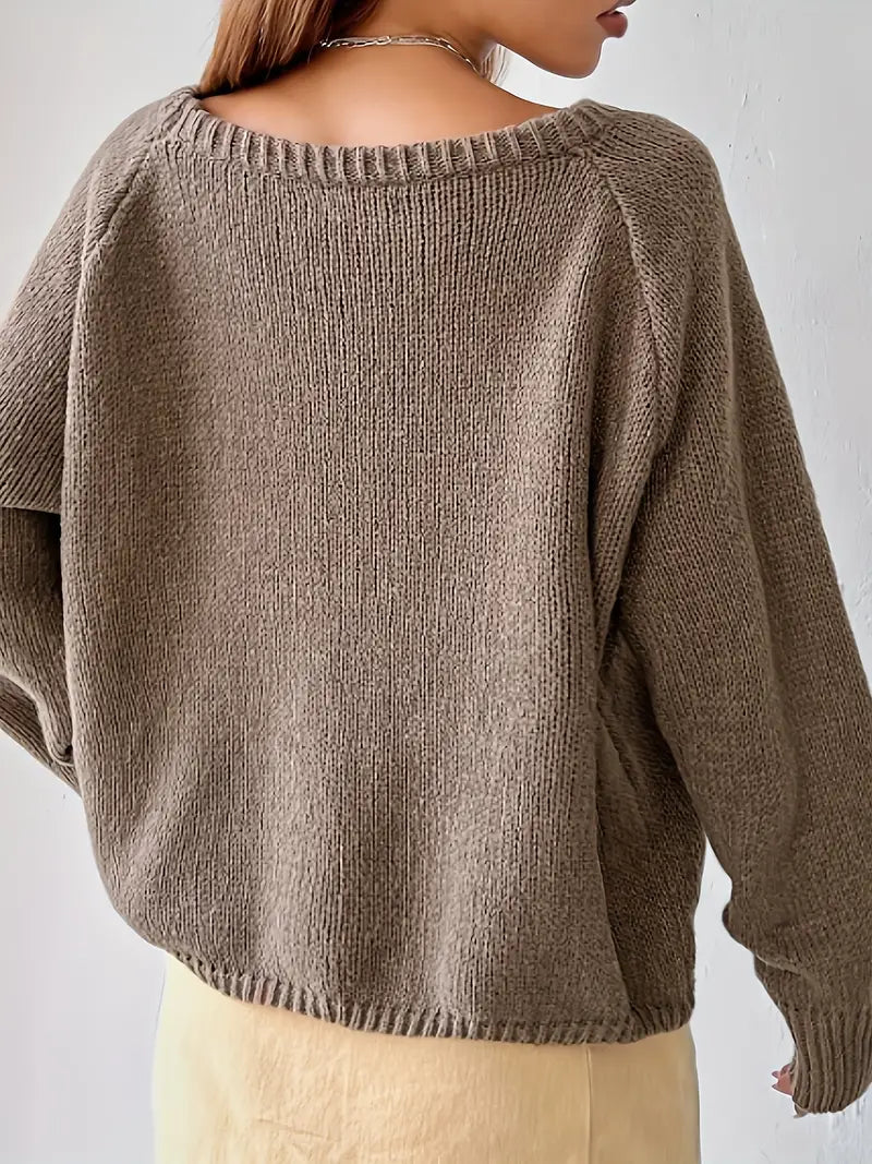 Vrouwen Trui Ronde Hals Comfortabele Raglan Mouwen