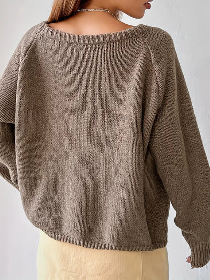 Vrouwen Trui Ronde Hals Comfortabele Raglan Mouwen