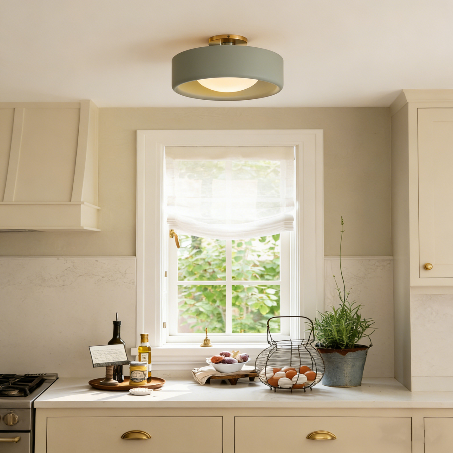 Keramische Plafondlamp Scandinavisch Design met Halfrond Porselein Kap
