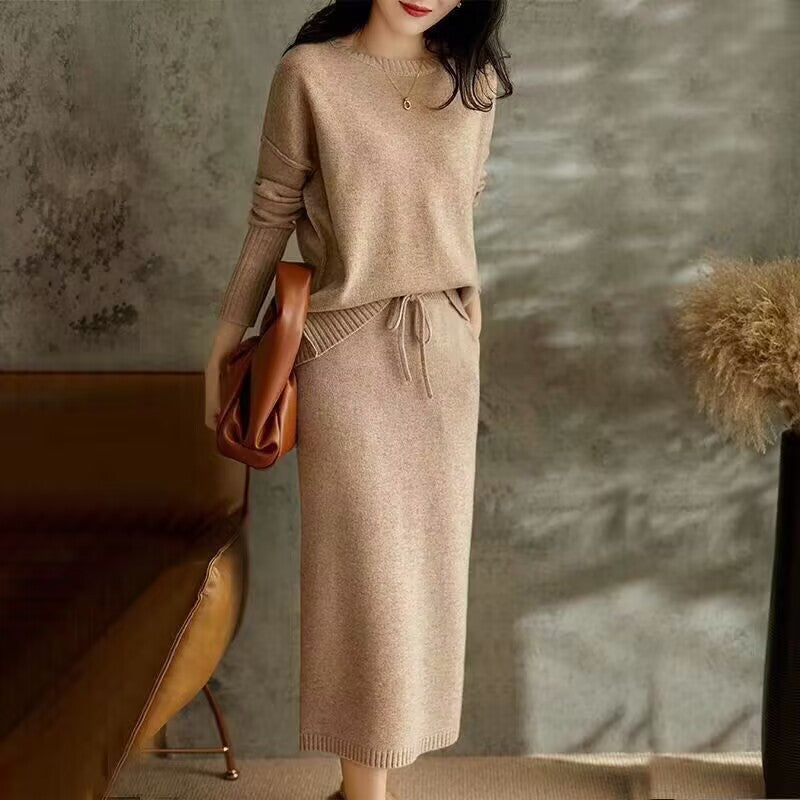 Dames Gebreide Rok en Trui Set Stijlvol Warm