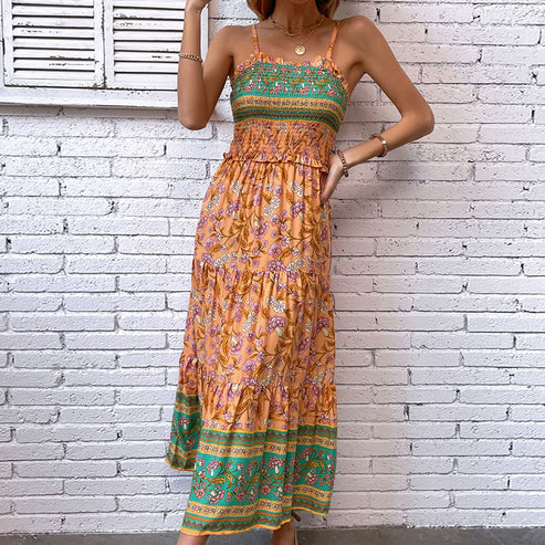 Vrouwelijke Zomerjurk Boheemse Stijl met Ruches