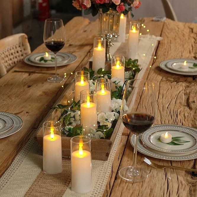 Vlamloze LED Kaarsenset 9 Stuks Acryl Flikkerlicht Sfeerverlichting Decoratie Timer Afstandsbediening