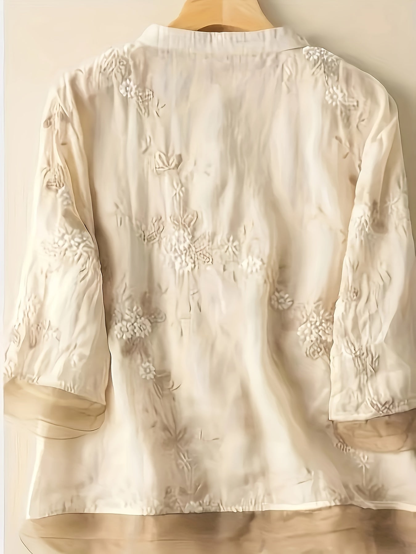 Bloemen Blouse met Geborduurde Knopen Vrouwelijke Stijl