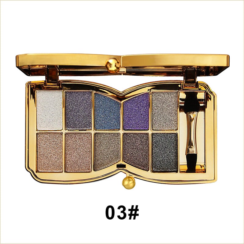 10-Kleurige Glitteroogschaduw Palet – Hoogglans Shimmer Poeder Make-up voor Glamoureuze Oogmake-up – Intense Pigmentatie