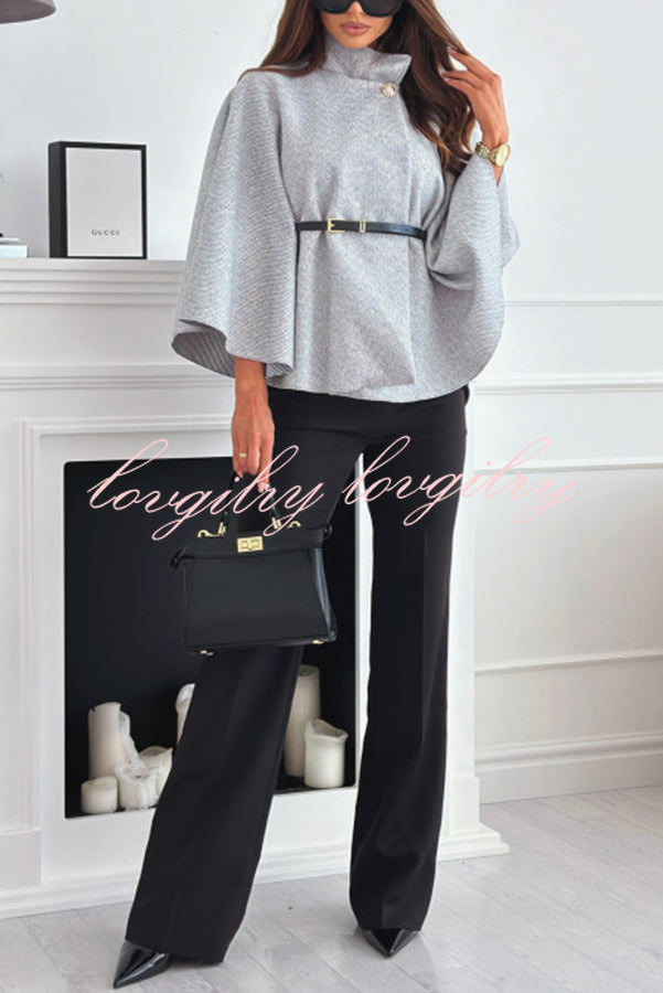 Dames Cape Top Zwart Elegante Stijl