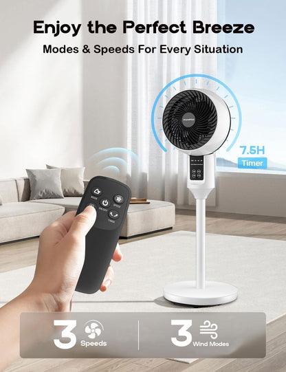 Staande Ventilator met 3D Oscillatie Afstandsbediening Stil Verstelbaar 3 Standen Timer Koeling Luchtcirculatie