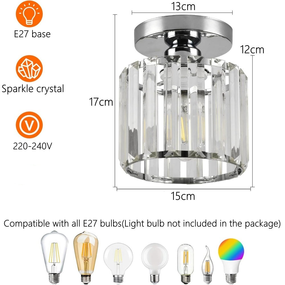 Plafondlamp Kristal Zwart Zilver Goud E27 Opbouw Modern Hal Woonkamer
