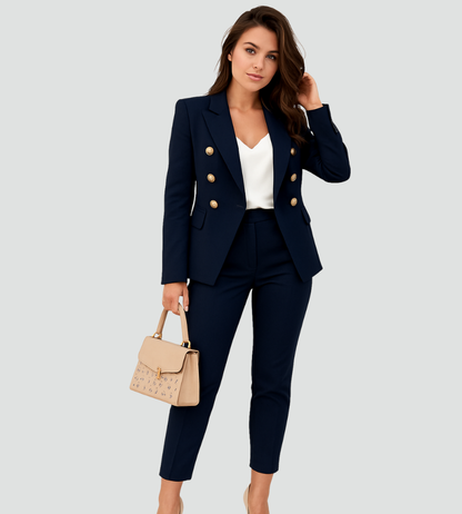 Dames Blazer Ceremonieel Kort Dubbel Knopen Jas
