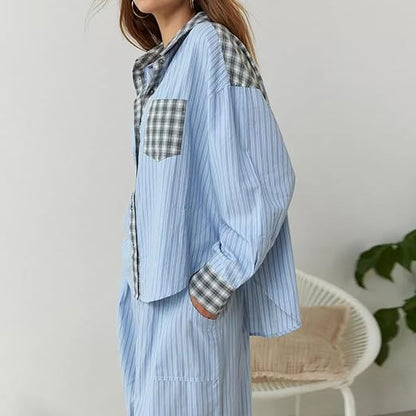 Geruite Pyjamaset Casual Losse Pasvorm