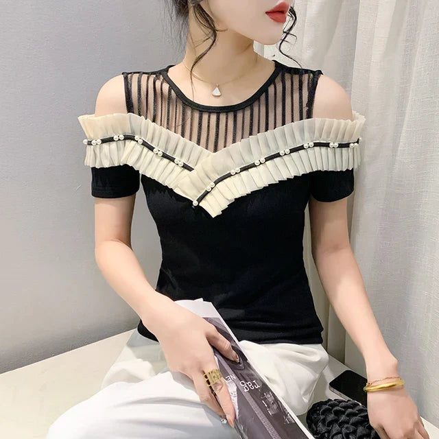 Vrouwelijke Off-Shoulder T-Shirt Zomerjurk Stijl