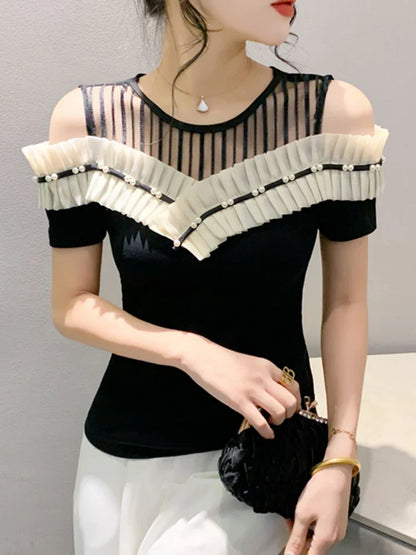 Vrouwelijke Off-Shoulder T-Shirt Zomerjurk Stijl