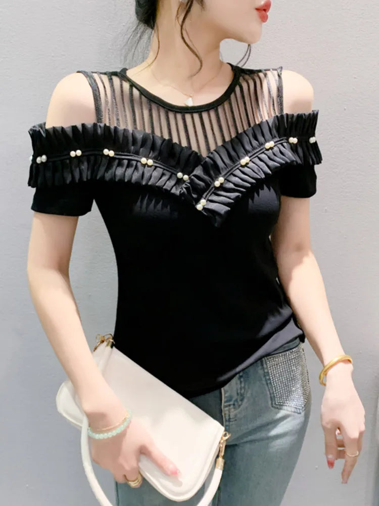 Vrouwelijke Off-Shoulder T-Shirt Zomerjurk Stijl
