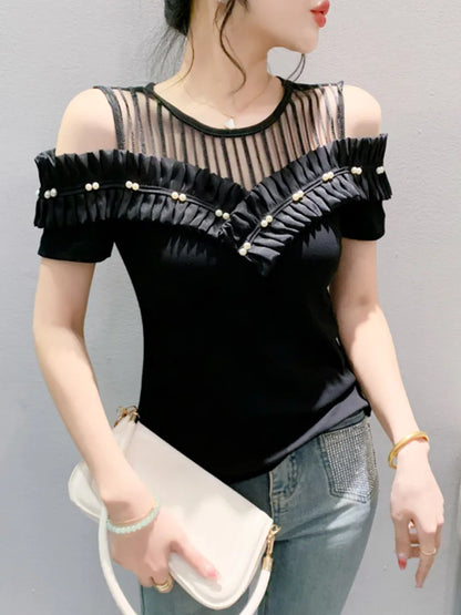 Vrouwelijke Off-Shoulder T-Shirt Zomerjurk Stijl