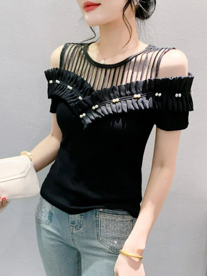 Vrouwelijke Off-Shoulder T-Shirt Zomerjurk Stijl