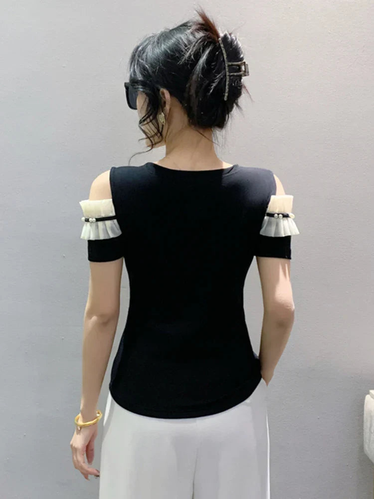 Vrouwelijke Off-Shoulder T-Shirt Zomerjurk Stijl