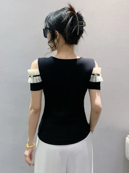 Vrouwelijke Off-Shoulder T-Shirt Zomerjurk Stijl