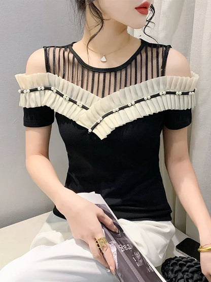 Vrouwelijke Off-Shoulder T-Shirt Zomerjurk Stijl