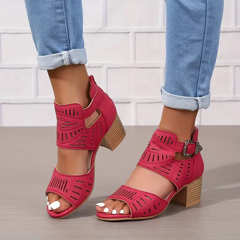 Damen Sandalen met Hoge Hak van Leer Zwart