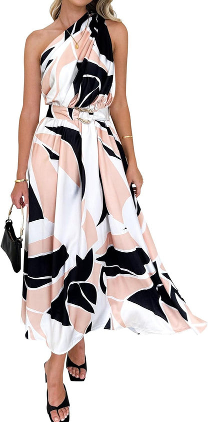 Zomerse Maxi Jurk voor Vrouwen Lange Jurk Zwart wit