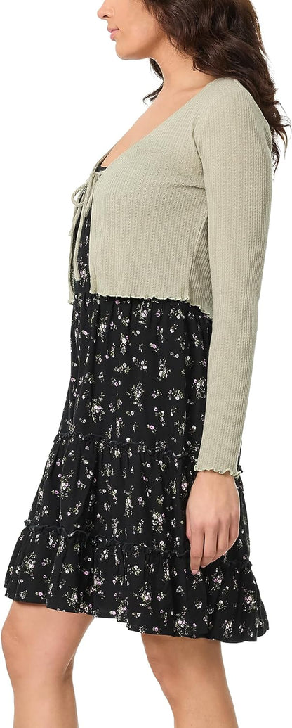 Jurk met Vest voor Vrouwen Lange Mouw Midi Model