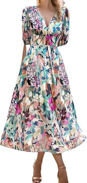 Bloemen Jurk Elegante Vrouwelijke Zomerjurk