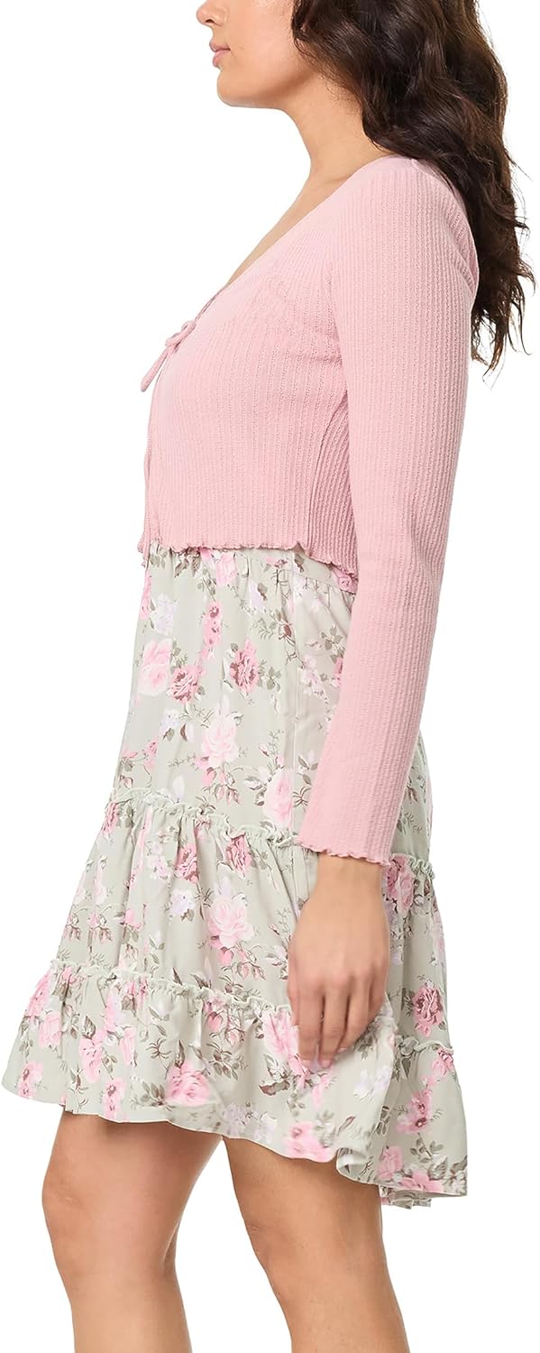 Jurk met Vest voor Vrouwen Lange Mouw Midi Model