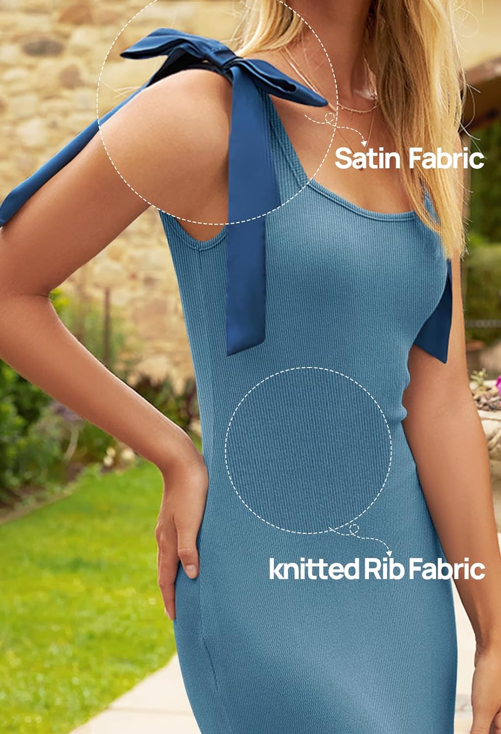 Midi Jurk Zomer Ribbrei Bodycon voor Vrouw