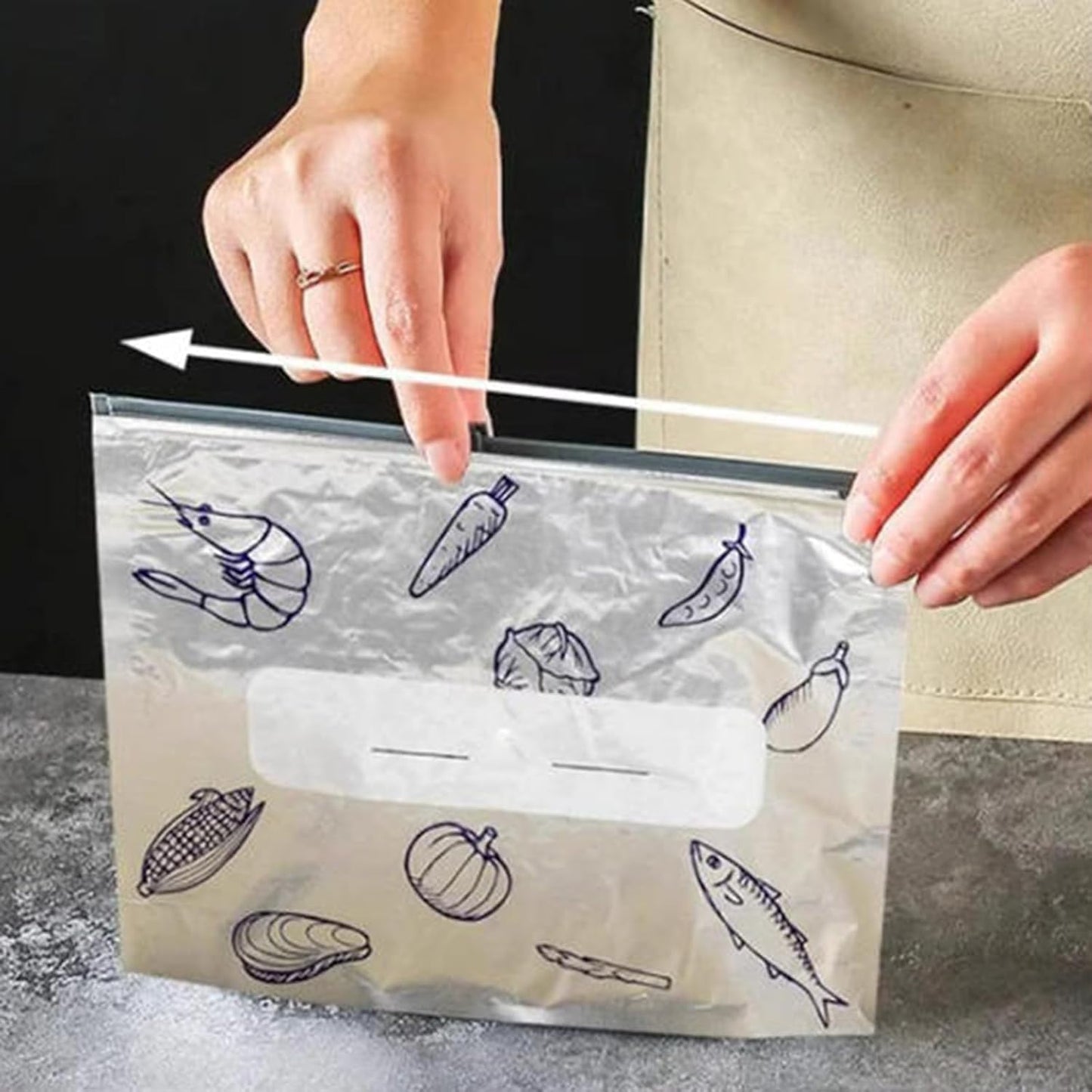 Herbruikbare Vershoudzakken met Zip-Sluiting Aluminium 20 Stuks Set voor Groenten Fruit Snacks Koelkast