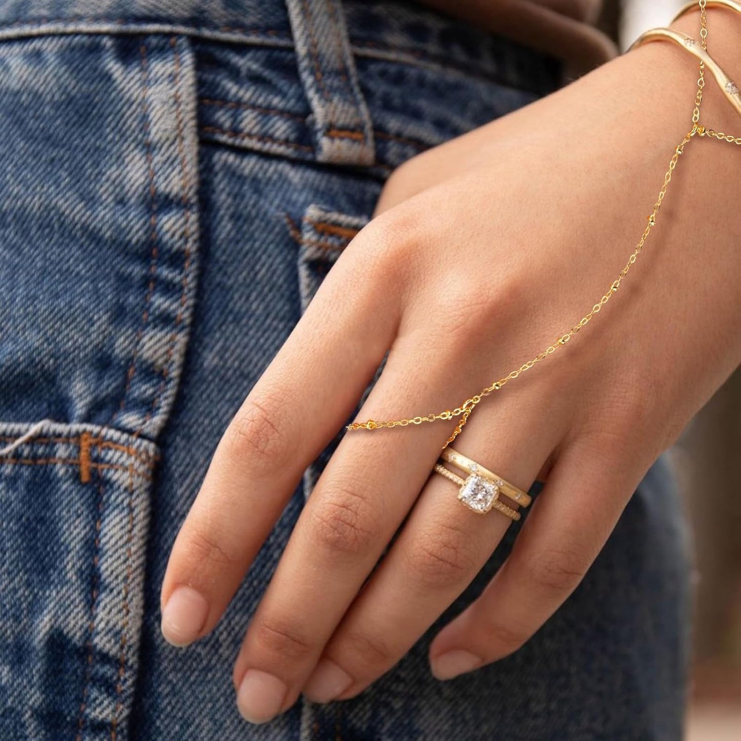 Gouden Handketting Armband Set voor Vrouw