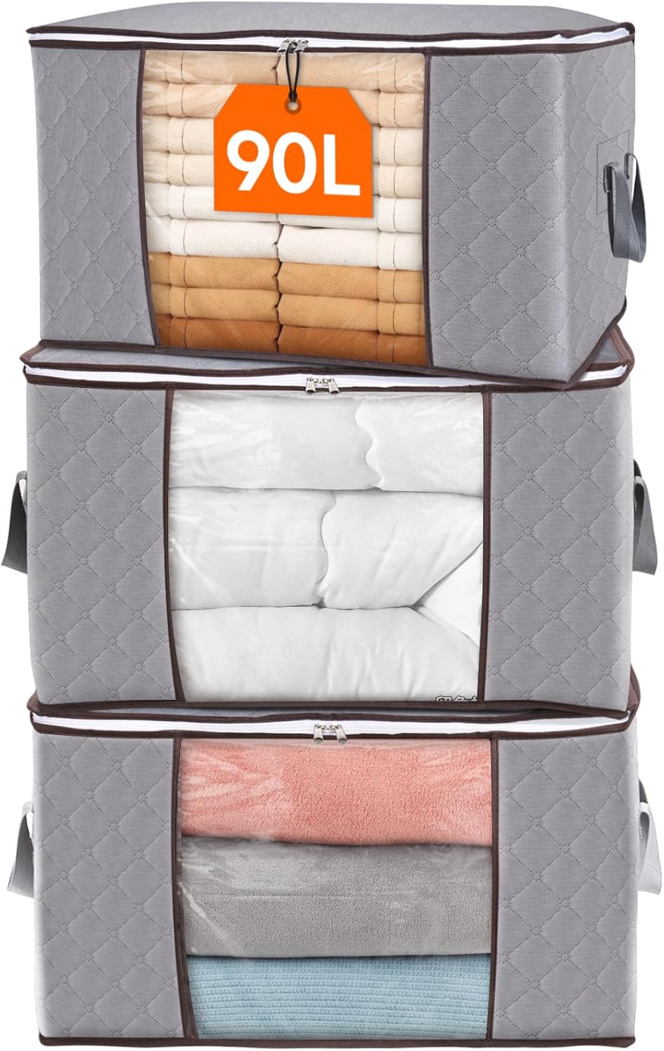Opbergbox Met Venster Opvouwbaar 35-90L Kleding Opbergdoos Met Rits