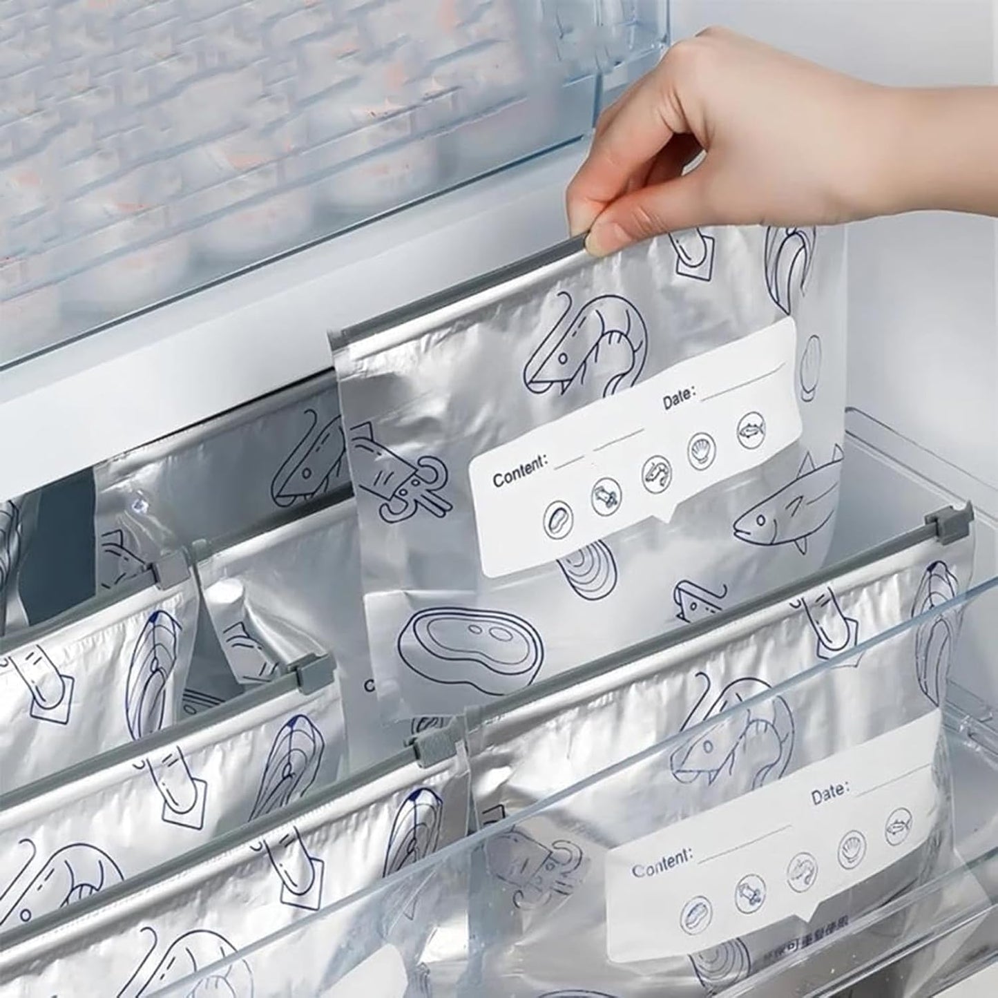 Herbruikbare Vershoudzakken met Zip-Sluiting Aluminium 20 Stuks Set voor Groenten Fruit Snacks Koelkast