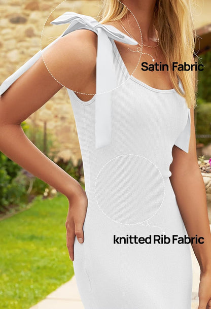Midi Jurk Zomer Ribbrei Bodycon voor Vrouw