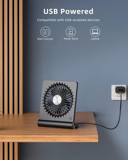 Tafelventilator USB 3 Standen Stil Bureau Slaapkamer Compact Zwart Bureauventilator Mini Ventilator Zomer