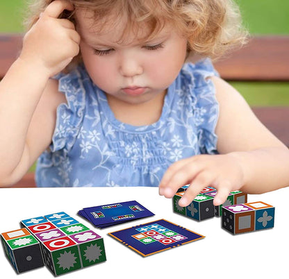 Houten Kleurenpuzzel voor Kinderen – Educatief Hersenspel met 20 Blokken en 60 Kaarten – Ontwikkel Hand-Oog Coördinatie, Logisch Denken en Patroonherkenning
