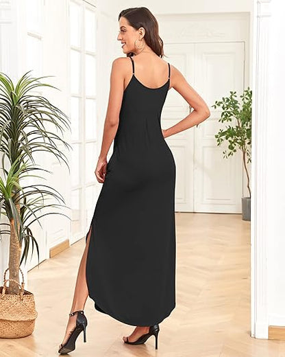 Vrouwelijke Zomerjurk Maxi Jurk Spaghettibandjes Lange Jurk