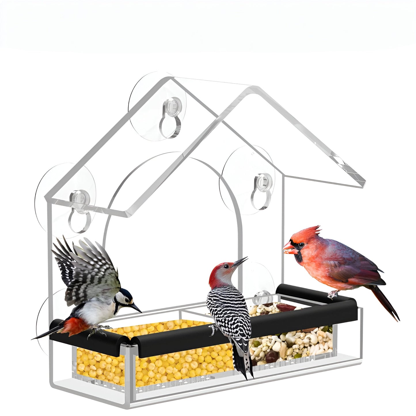 Vogelvoederhuisje voor Raam Transparant Acryl met Zuignappen