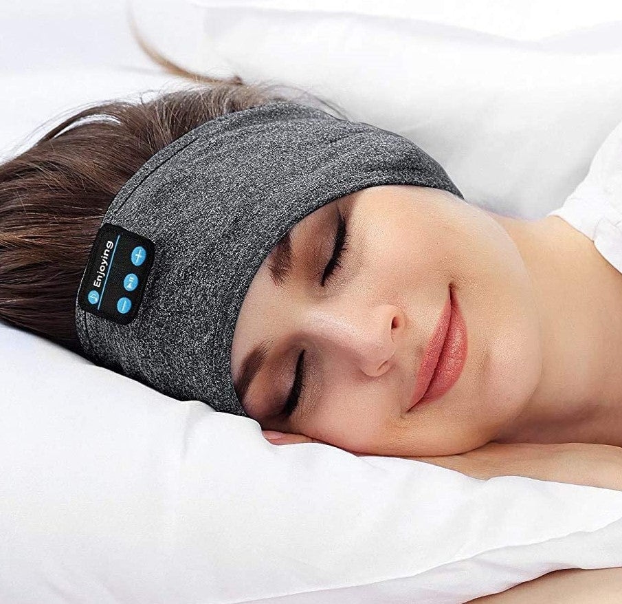 Slaap Hoofdband met Geïntegreerde Oordopjes Grijs Zwart Comfortabel