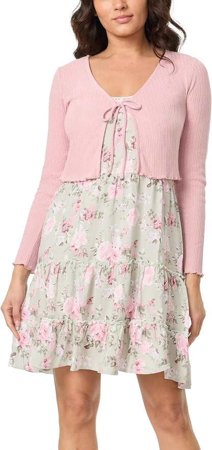 Jurk met Vest voor Vrouwen Lange Mouw Midi Model