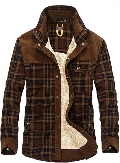 Heren Jas Geruit Fleece Lining en Kraag
