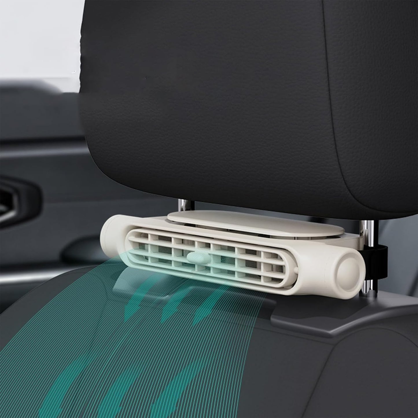 USB-Autoventilator voor Hoofdsteun 3 Snelheden Verstelbaar voor Voor- en Achterpassagiers Bladeloos Veilig Stil Compact