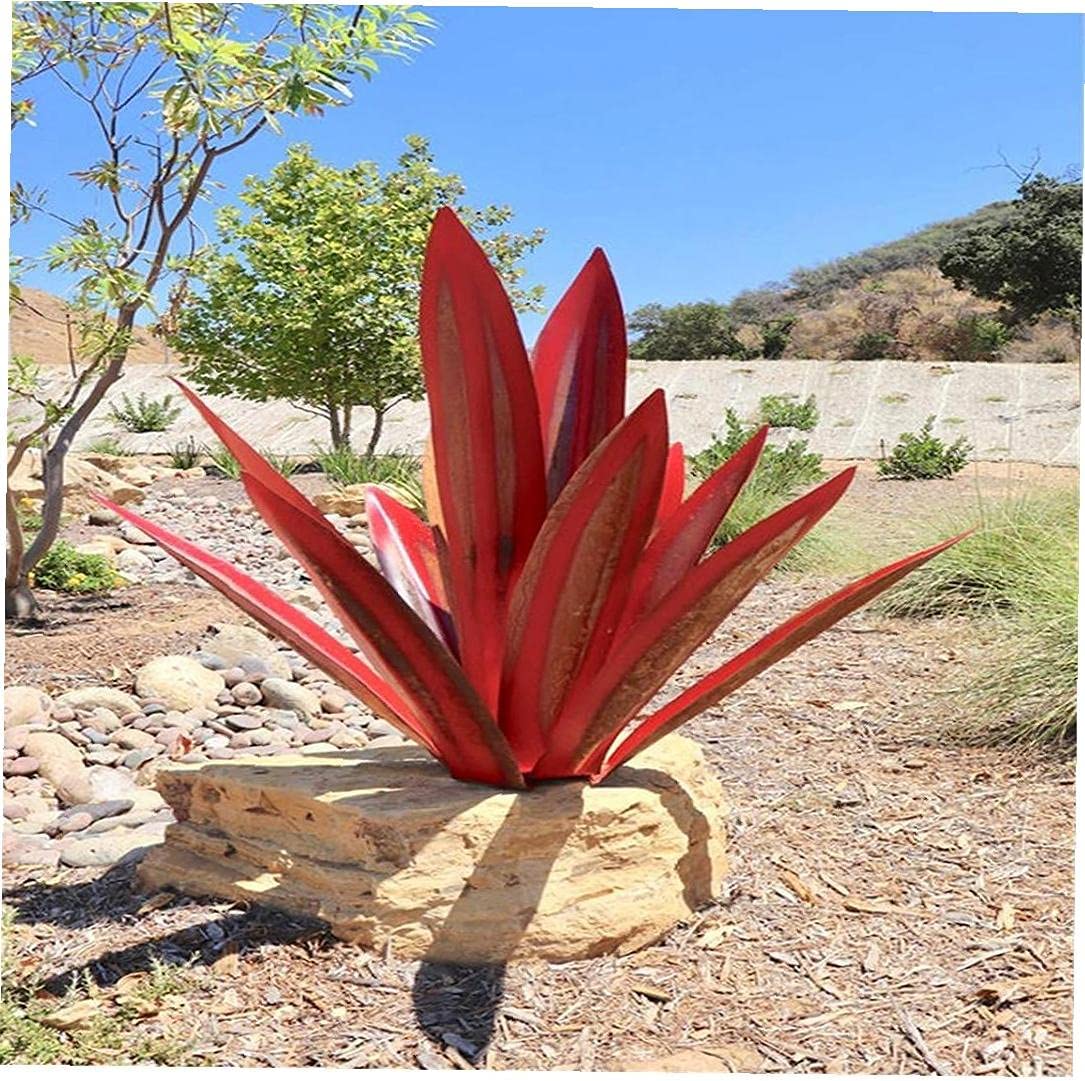 Metalen Agave Tuindecoratie met Grondpin Weerbestendig Tuinornament voor Terras Tuin en Entree Robuuste Buitendecoratie Diverse Kleuren en Maten